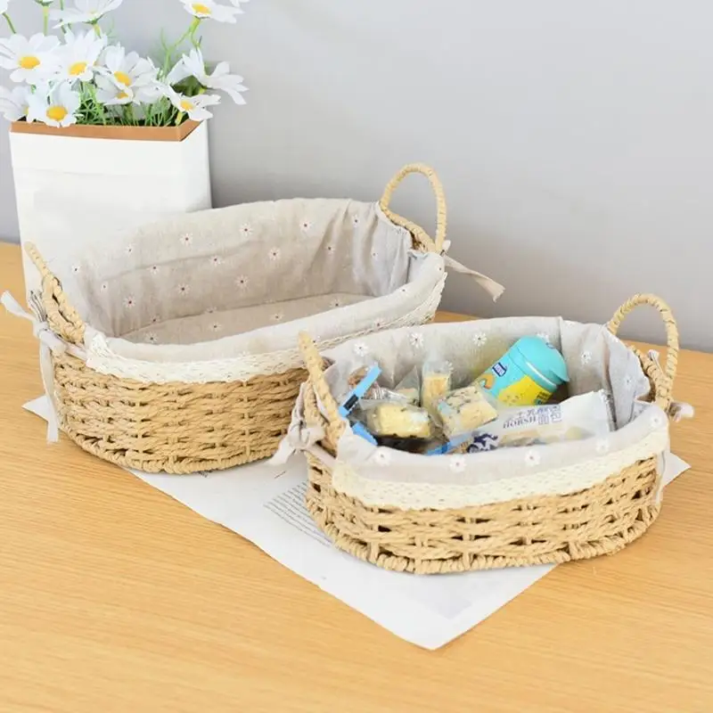 

Y5JB Handwoven Paper Rope Basket Woven Organiser Box Storage Bin For Toy Cosmetics