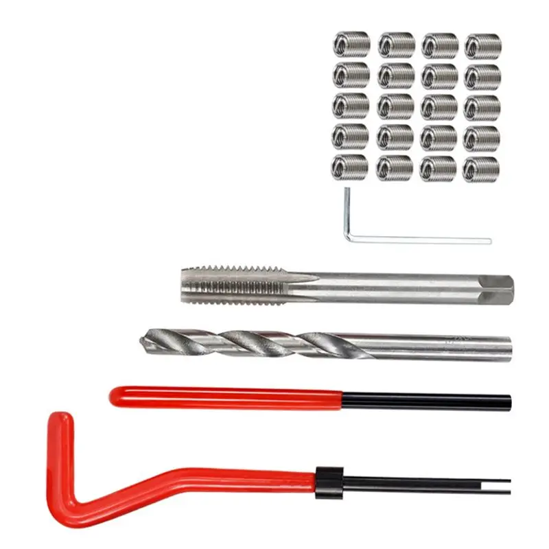 AA94-M7 Car Drill Bit Tool Metric Thread Repair Insert Kit Helical Coil Car Repair Tool Coarse Crowbar Screw Tooth Repair Kit