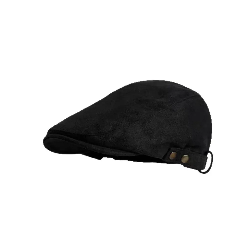 Suede Vintage Beret Hat Adjustable Size 55cm to 59cm Retro Newsboy Cap Face Slimming Feature Earflap Cap Artistic Hat