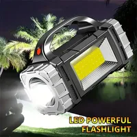 Multi Functional LED Flashlight - Brightness, 7 Modes, Solar/USB Rechargeable, Waterproof, for Camping and Outdoor Lighting