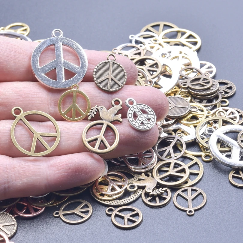 30/50/100pcs/Lot Random Mix Peace Symbol Charms Pendant For Jewelry Making Diy Necklace Bracelet Keychain Handmade Accessories