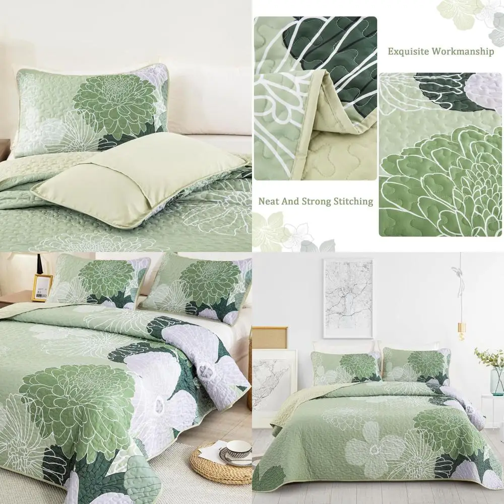 

Комплект одеял loral размера Queen Sage Green, ботанические покрывала, комплект постельного белья из 3 предметов, легкий летний покрывало с 2 подушками Shams