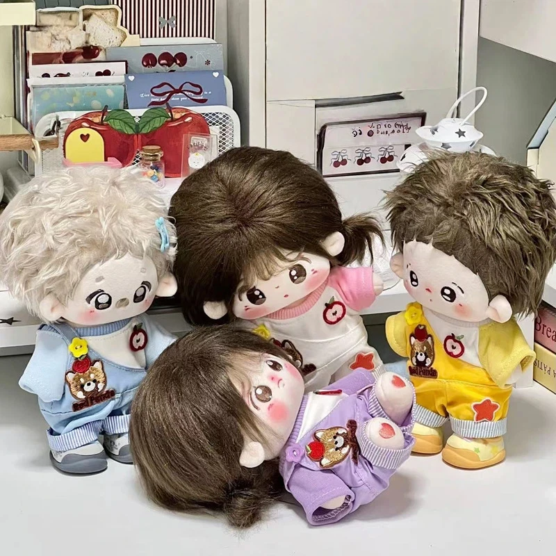 

Комплект одежды для 20-сантиметровой хлопковой куклы: разноцветный комбинезон с мультяшным яблоком и мишкой Тедди, милые шапочки, очки, аксессуары для кукол, подарок