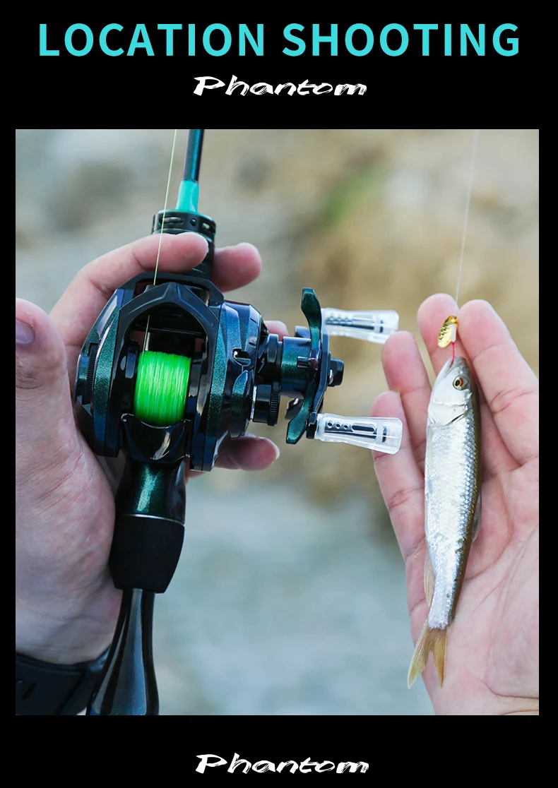 Baitcasting-Angelrolle 121g Leichtgewicht Kohlefaser-Gehäuse 4kg Bremskraft für Kleinfisch-Angeln Modell: PHANTOM – Detail 16