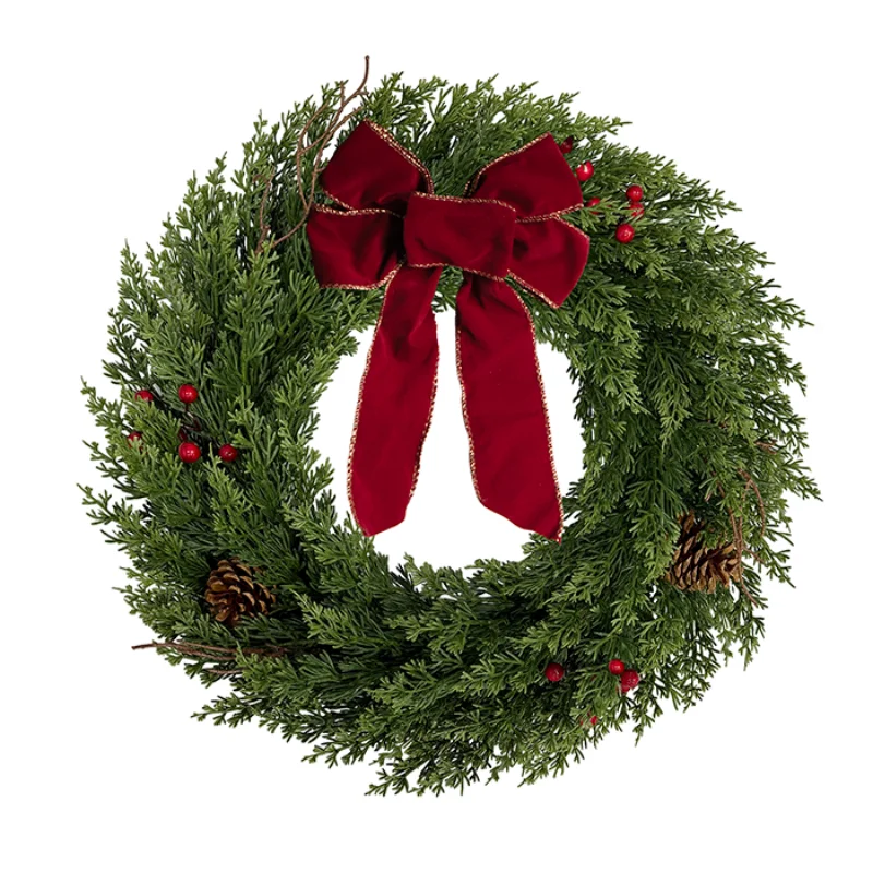 

Artificial Christmas Wreath 2FT Tall Faux Plant for Home Decor Indoor Outdoor Fake Lifelike Cypresses Plants 1 pack