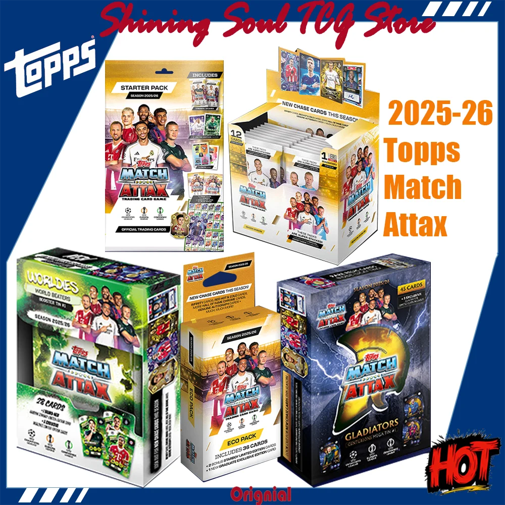 

Оригинальная коллекционная карта Topps Match Attax ‬ Champions League Series, большая карта для коллекции Tin Soccer, карта Messi Yamal Mbappé Haaland