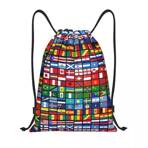 Custom More Then 90 Flags Of The Countries Of The World Drawstring Bag Men Women Lightweight Sports Gym Storage Backpack