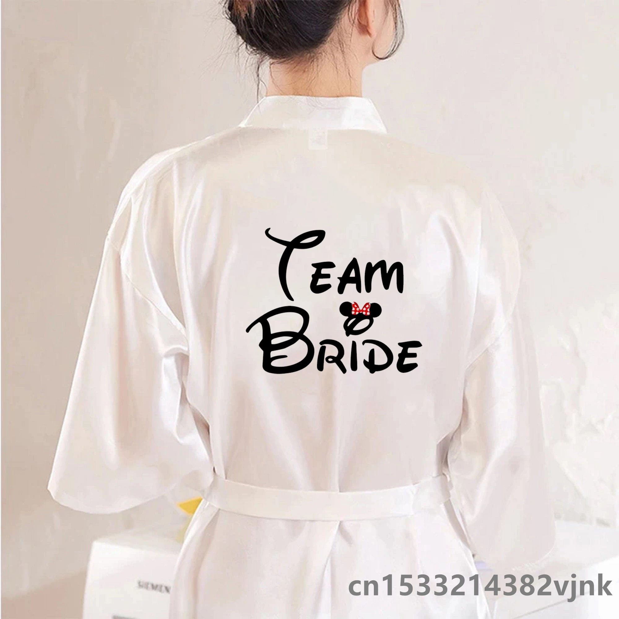 Wedding Party Team Bride Funny Women Wedding Dressing Gown Bathobe Bridal Party with black letters Robes Bridesmaid Robes gift