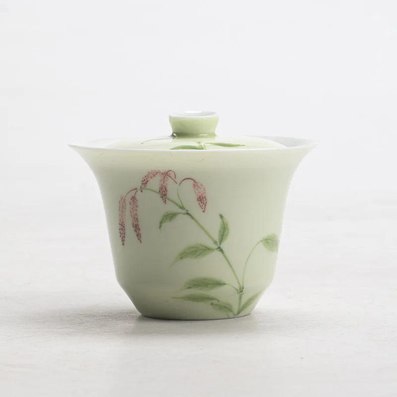 Thin-Walled Hand-Painted Kung Fu Set Hyacinth Flower Scholar Tea Bowl Household Floating Gaiwan