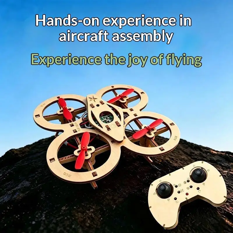 Wooden Remote Controlled Airplane Assembly Kit Educational STEM DIY Toy for Kids Birthday Gift Home Parent-child Game
