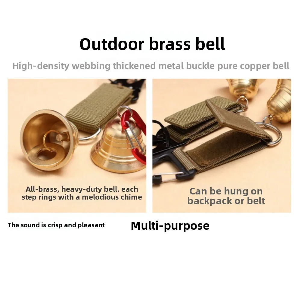 With Rotatable Carabiner Brass Bear Bell Multicolors Backpack Pendant Warning Keychain Hanging Bell Metal Loud Sound Bell