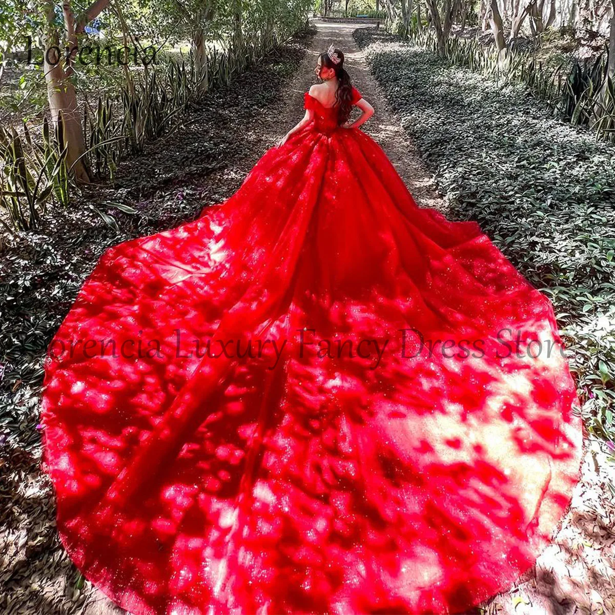 Mexican Red 2024 Quinceanera Dress Sweet 15 16 Ball Gown Applique Off The Shoulder 3D Flowers Corset Vestidos De 15 Años