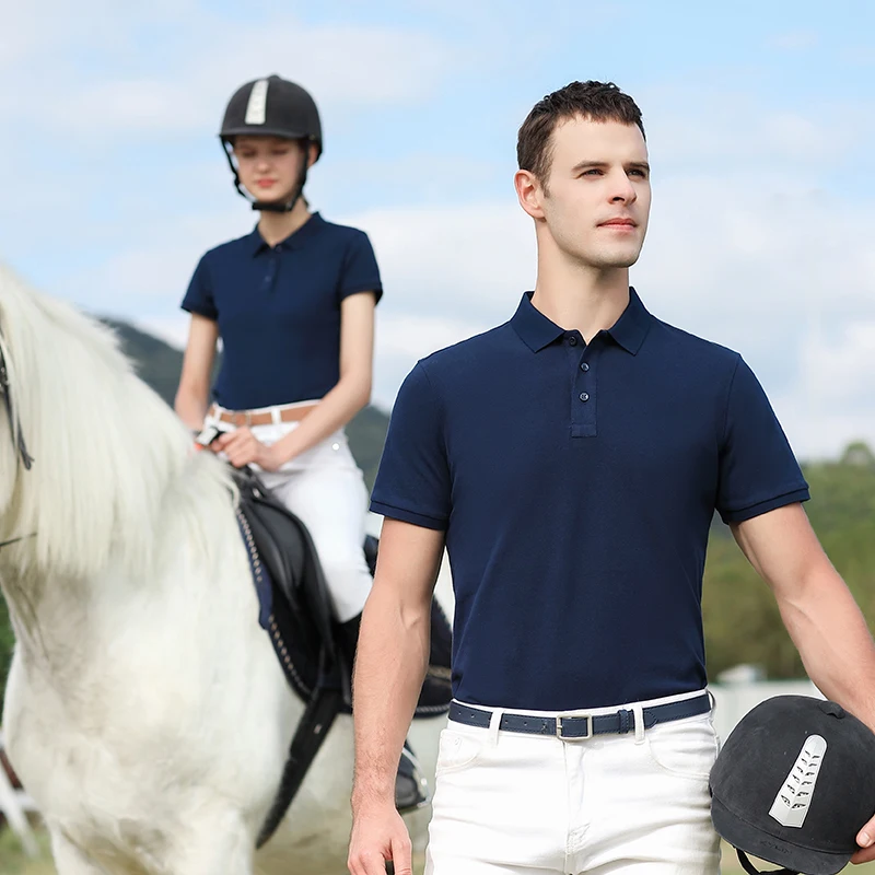 High Quality Elegant 100% Cotton Golf Polo Shirts CustomLlogo Chemise Polo Pique Polo Shirts Horse Riding Clothing For Unisex