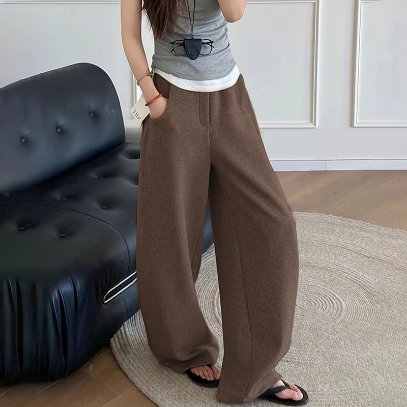 Faule Stil Übergroße Jogginghose für Frauen Herbst Winter Tasche Elastische Taille Jogger Hosen Retro Straße Casual Sport Hosen