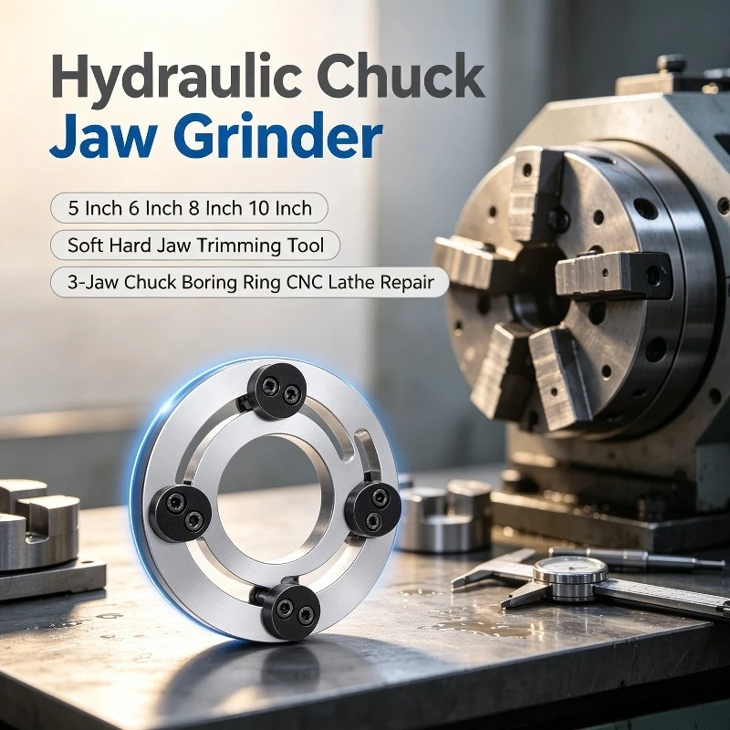Hydraulic Chuck Jaw Grinder, 5 6 8 10 Inch Soft Hard Jaw Trimming Tool with Boring Ring for 3-Jaw Chuck Repair