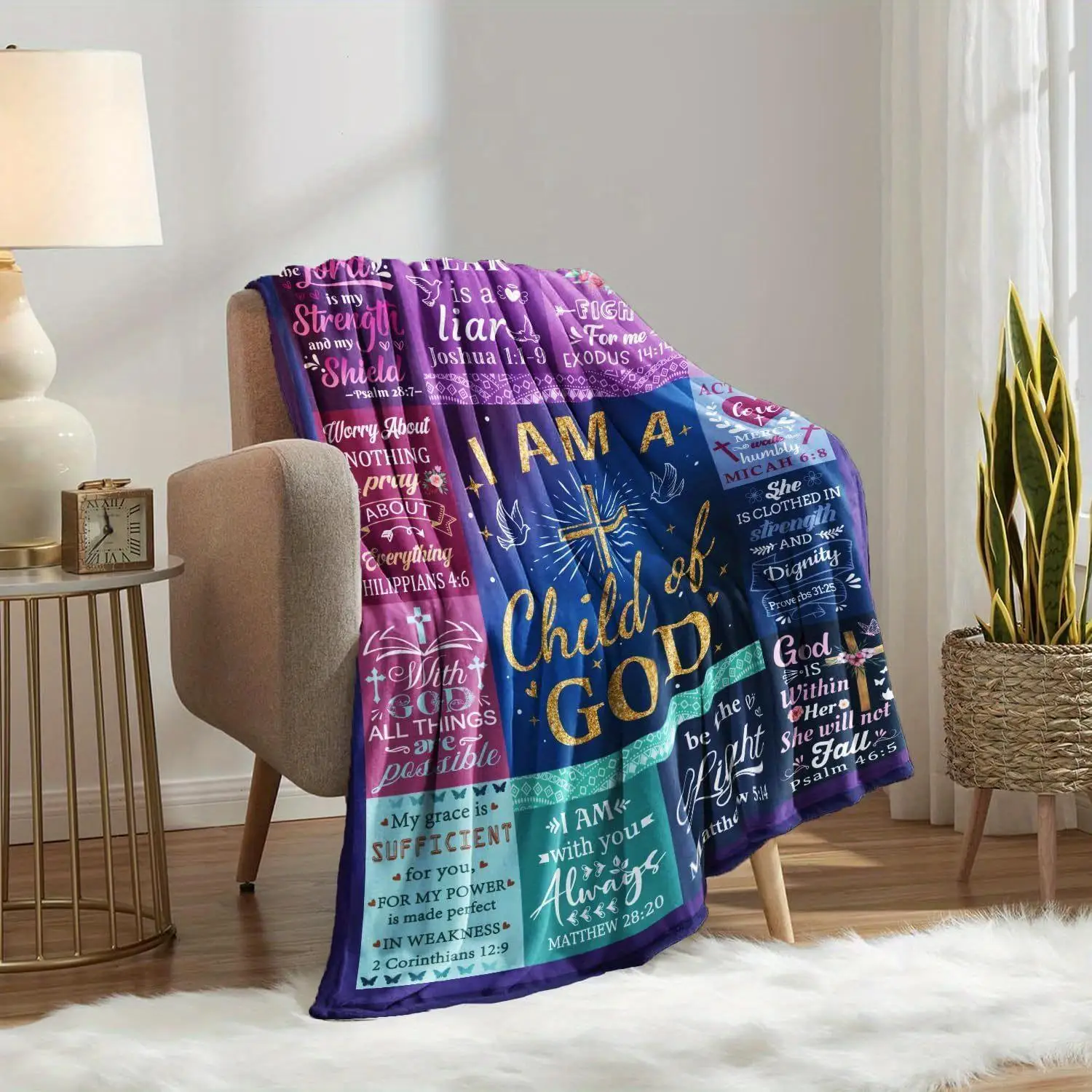 Fantasy Color Scheme Facecloth Blanket Full Of Devotion To God Suitable For Easter Prayers Home Decoration Sofa Office Use