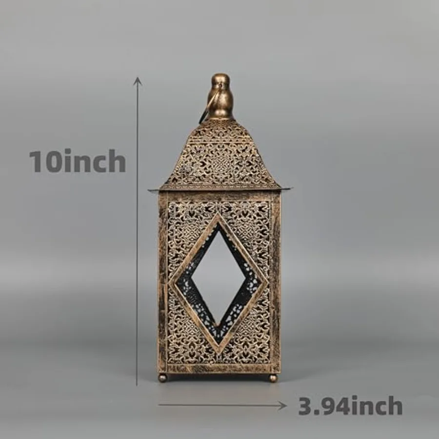 2 Pack Moroccan Lantern Lamp Decorative Candle Holders for Ramadan Decorations, Hanging, Outdoor Patio or Porch, Indoor Home De