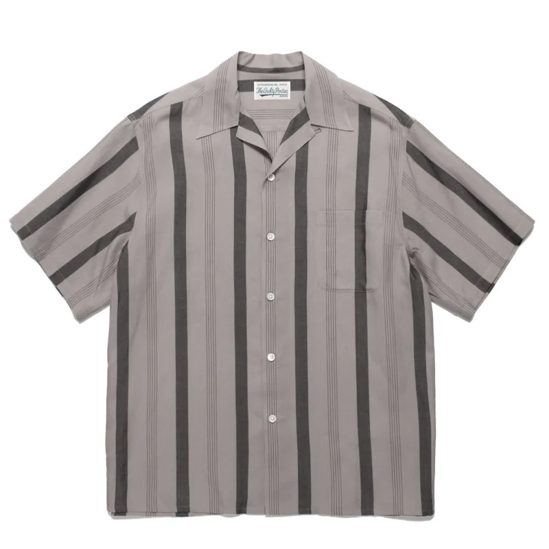 Best Quality Trend Summer WACKO MARIA Fashion Stripe Mens Womens Hawaii Holiday Short Sleeve Shirt Brand Tops