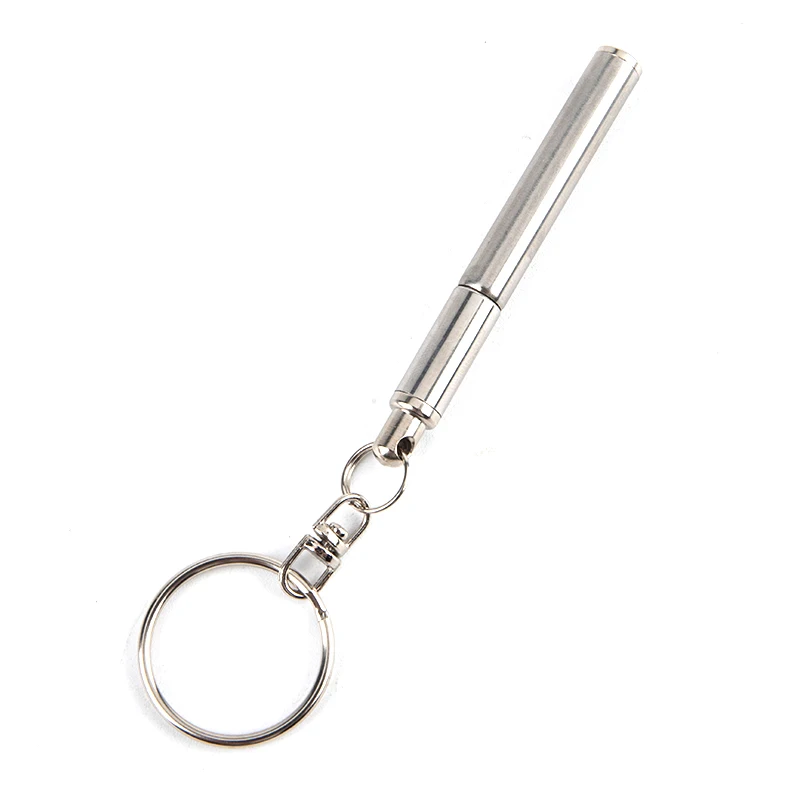 Portable Telescoping Tool Pen Metal Key Ring Creative Stainless Steel Keychain Ergonomic Ball School Office Supplies