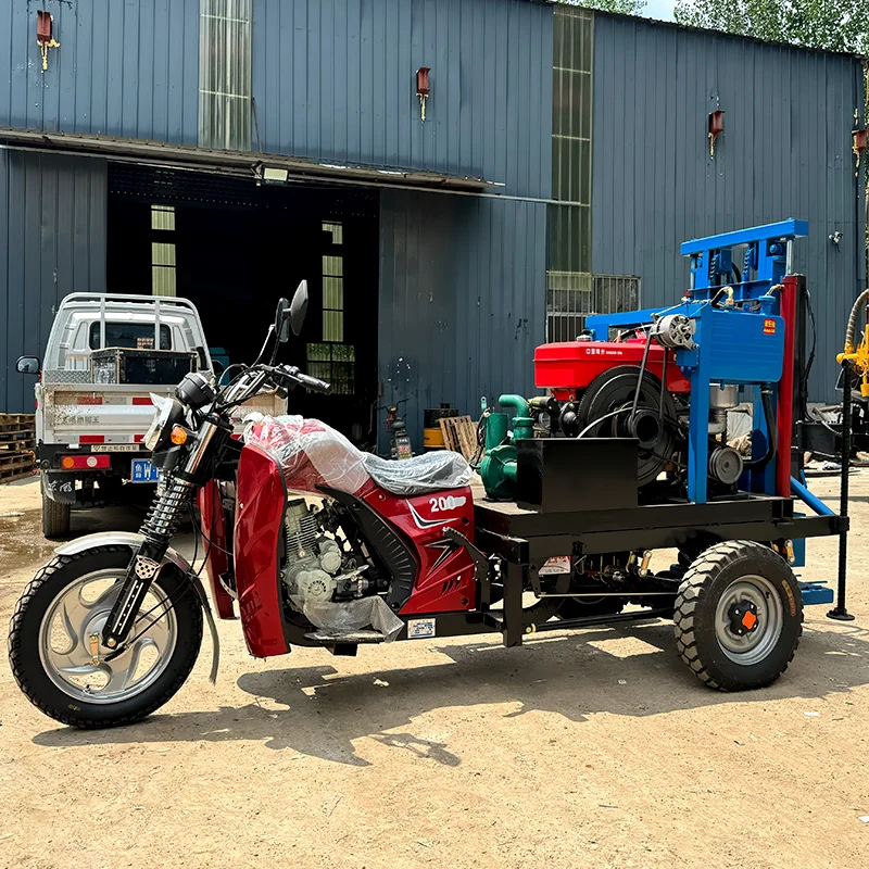 

Customized Motorcycle mounted drilling rig diesel powered 180m 200m water well pneumatic drilling rig