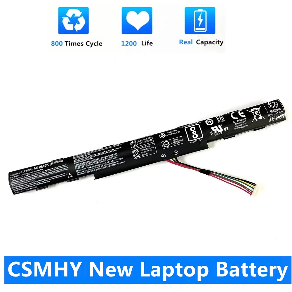 CSMHY 2800mAh AS16A5K Laptop Battery For Acer Aspire E5 Series E15 E5-575G E5-475G 523G 553G N16Q2 TMTX40 AS16A8K