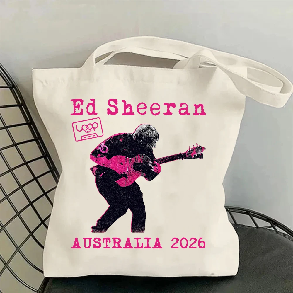 حقيبة تسوق برسومات Ed Sheeran Loop Tour حقيبة تسوق قماشية للمتسوقين Ed Sheeran Tour Merch حقائب كتف
