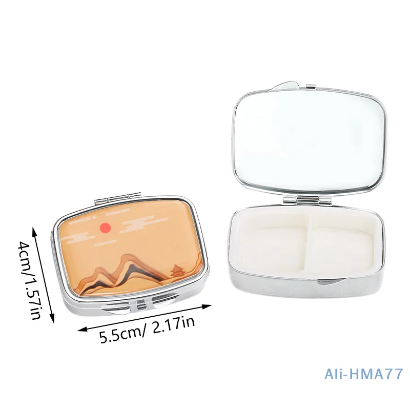 Portable 2/3 Cell Folding Metal Pill Boxes Square Pill Boxes Medicine Organizer Container Medicine Case Splitters Pill Candy Box