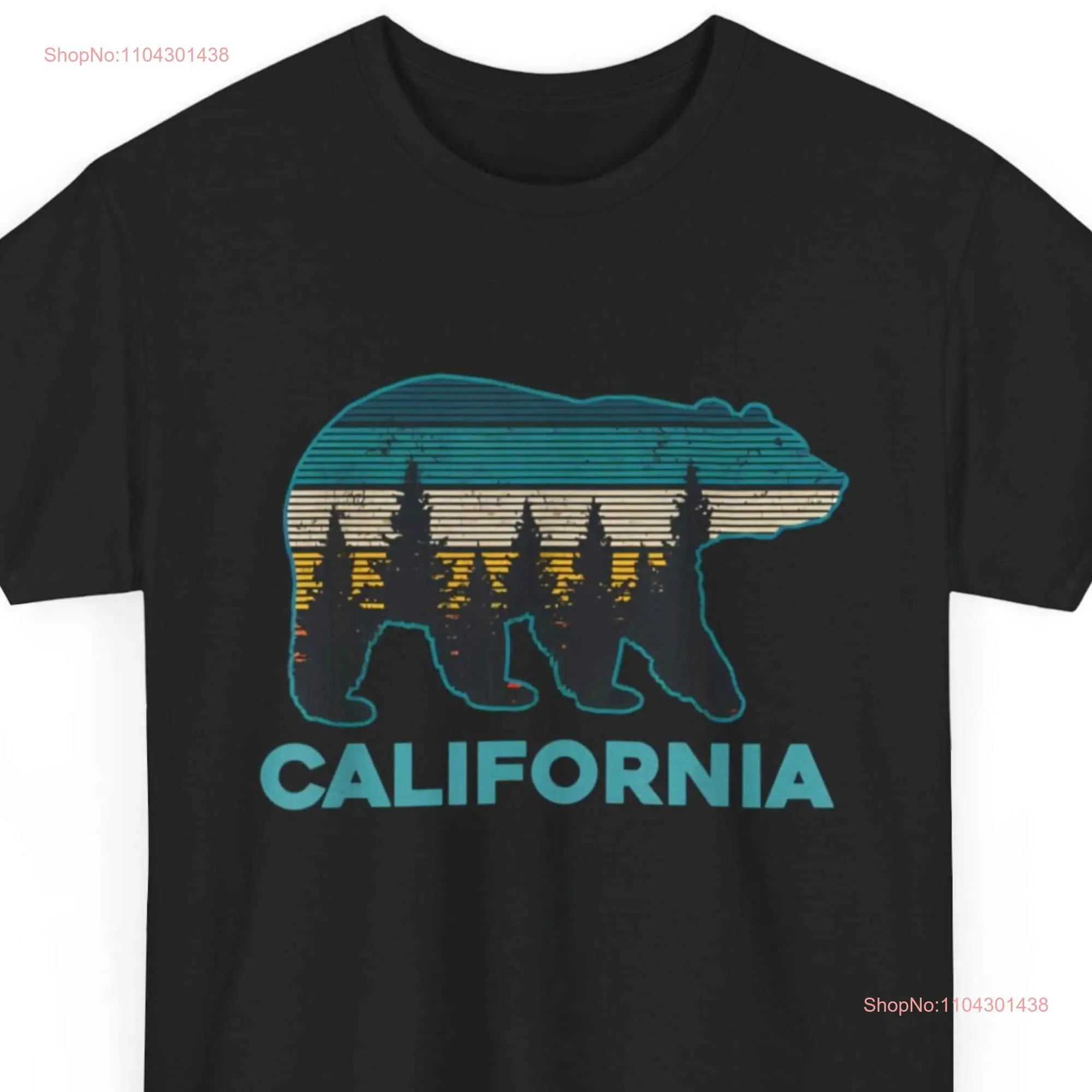 California Bear Vintage Retro Nature Hiking Souvenir T Shirt long or short sleeves