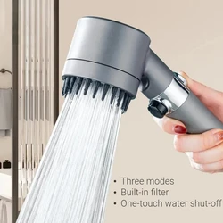 Supercharge Shower Head Filtered 3 Modes Adjustable Massage Spray Nozzle Shower Handheld Big Water Flow Bathroom Home Shower New