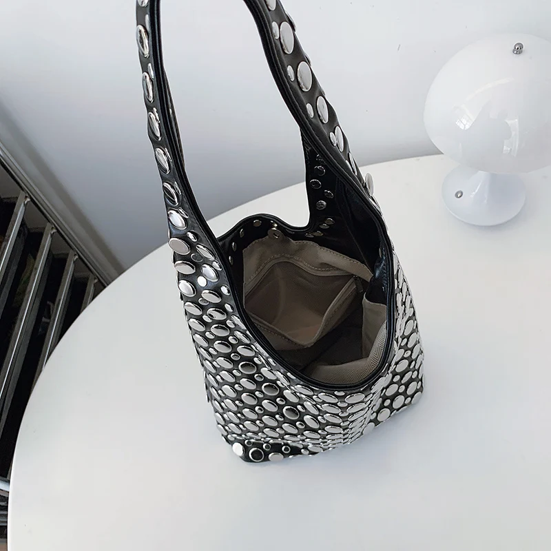 Designer Geometric Shoulder Bag For Women Top Brand Handbag Luxury Shiny Rivet Handmade Evening Clutch Bag Fashion Party Purse image 2