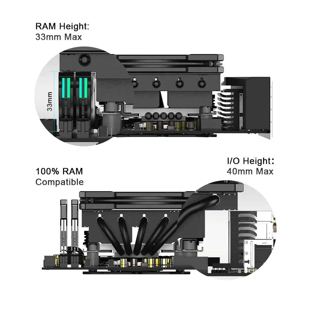 Id-Koeling Is-55 Low Profile Cpu Koeler 55Mm Hoogte 5 Heatpipes 15Mm Slanke Ventilator Cpu Ventilator Voor Intel Lga1700/115x/1200; Amd Am4/Am5