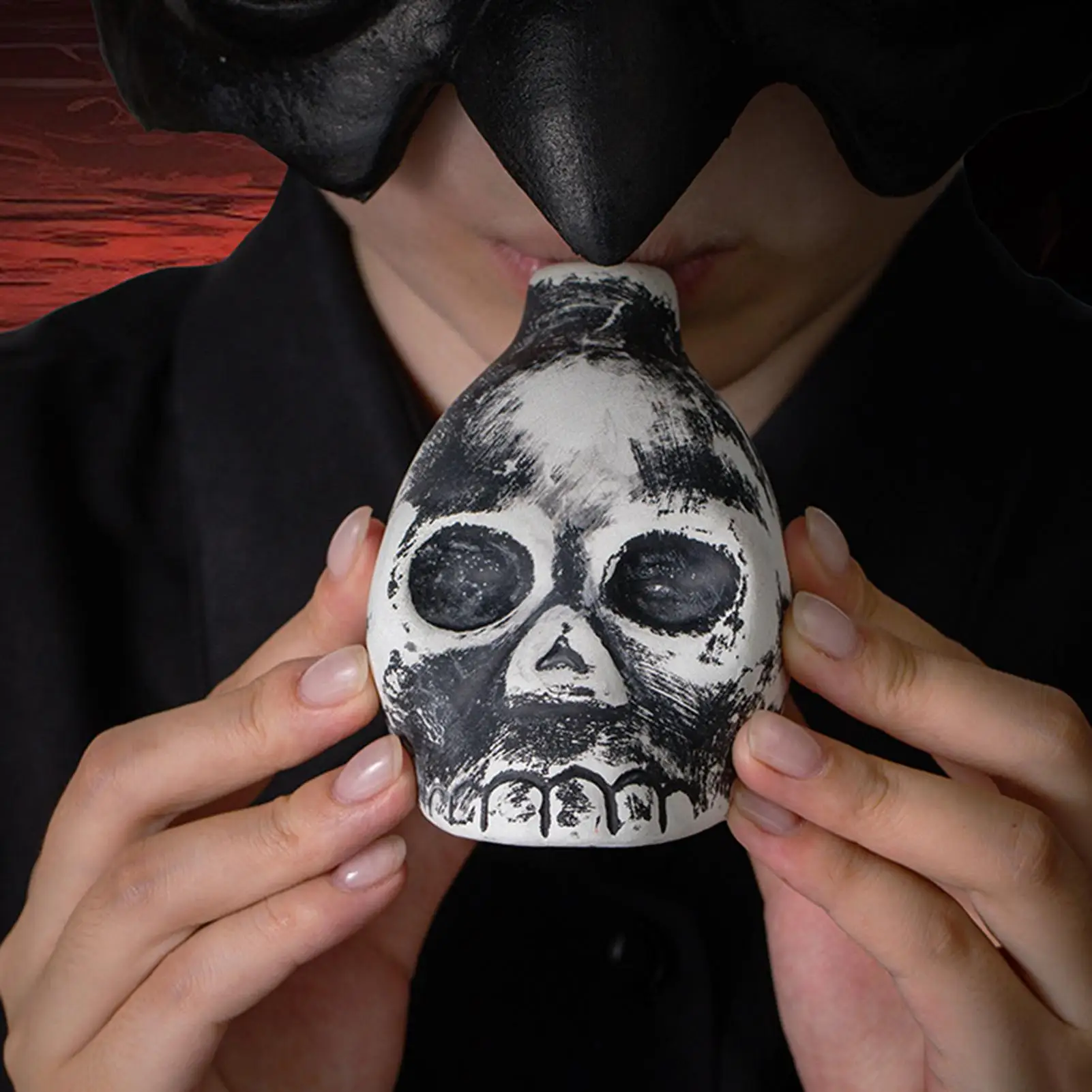 Real Screaming Aztec Death Whistle Authentic Human Sound Pottery Skull Whistle Halloween Party Favor Prank Noise Maker