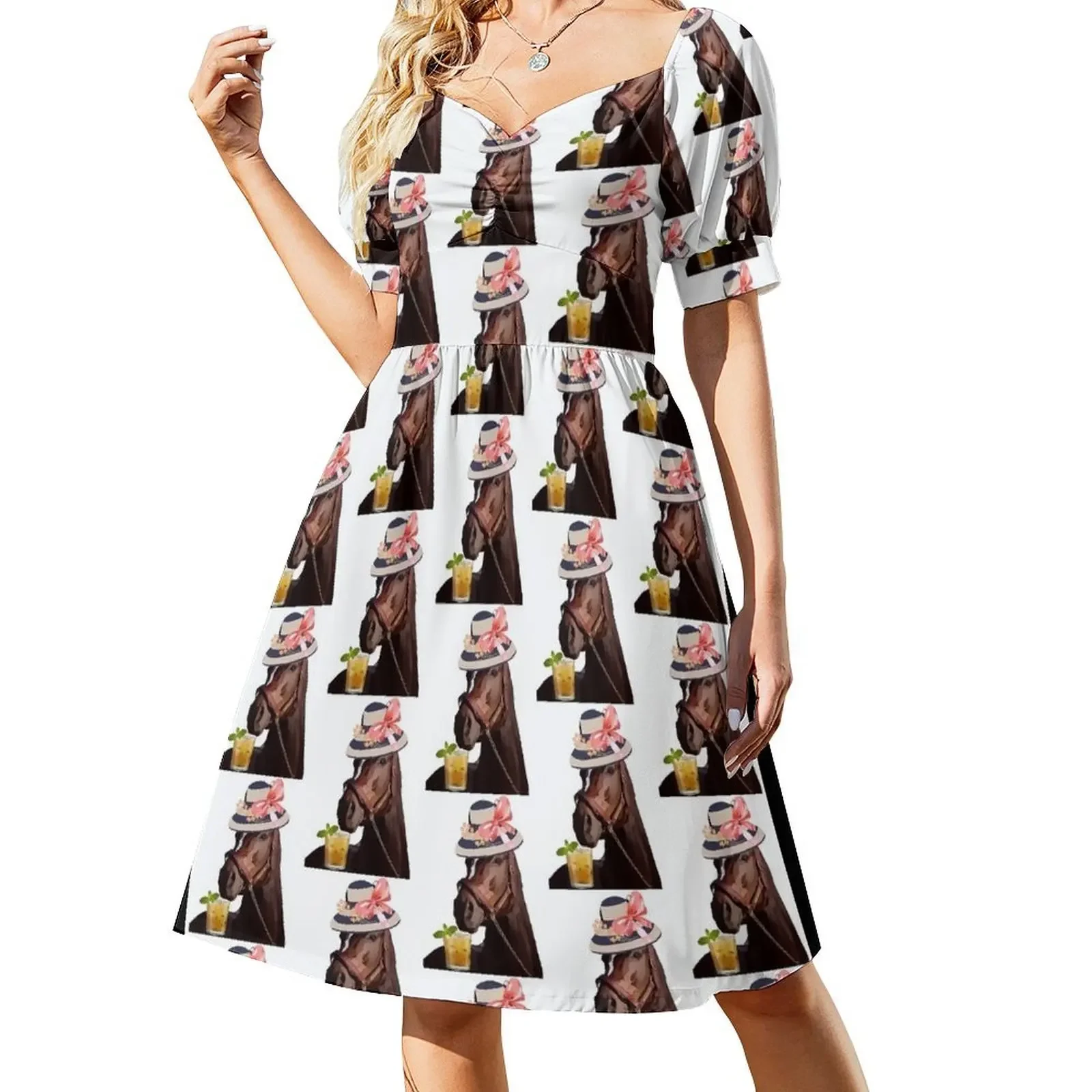 Horse Derby Party Sleeveless Dress womens dress Summer skirt Dress