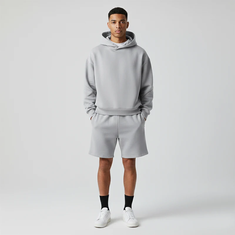 

Fashion Leisure Sports Suit Size Men's Suit Sportswear Men's Autumn And Winter Gray Solid Color Hoodie+pants Two-piece Suit