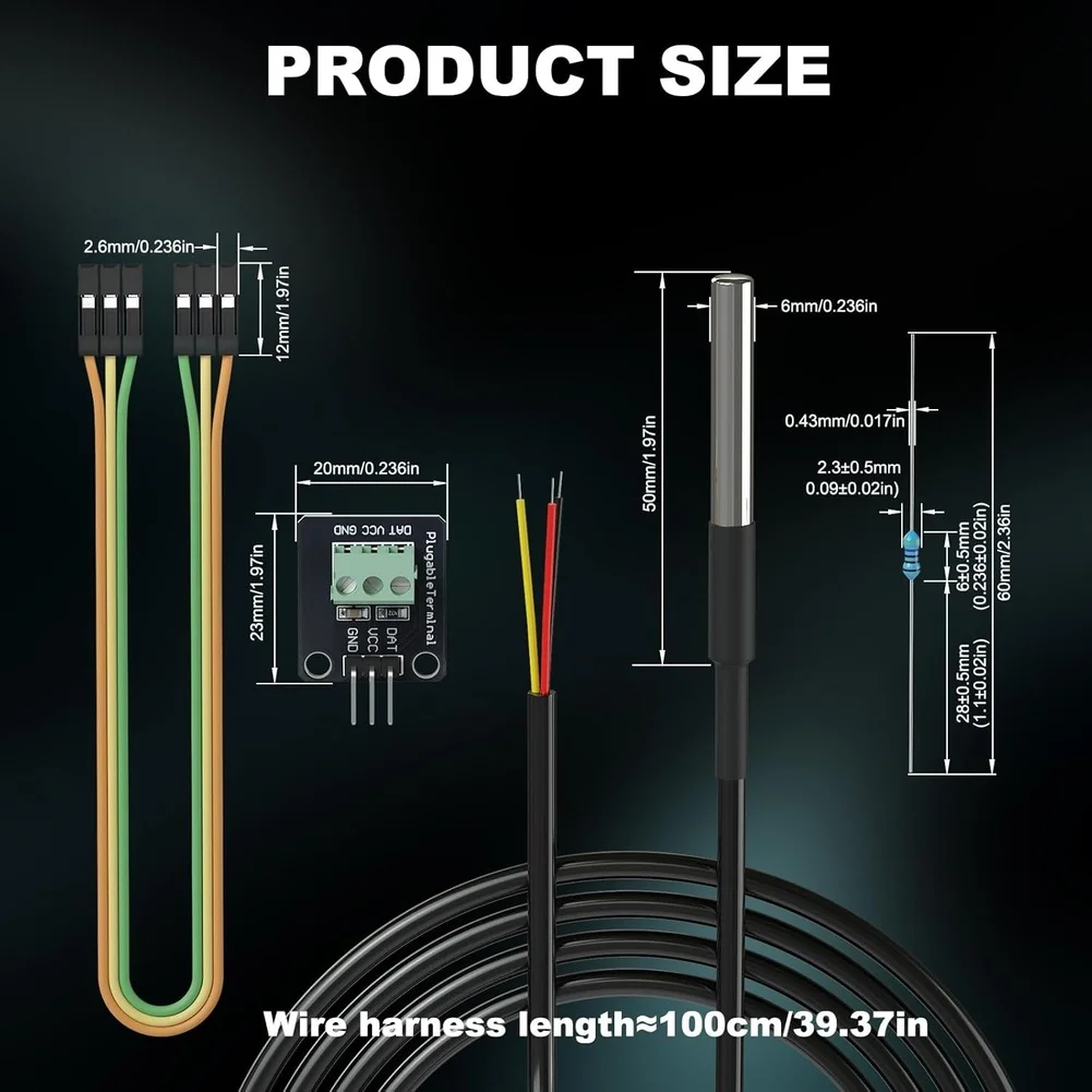 For Continuous Submersion Waterproof Temperature Sensor 1-Wire Digital Sensor Temperature Sensor Thermally Conductive Sealant