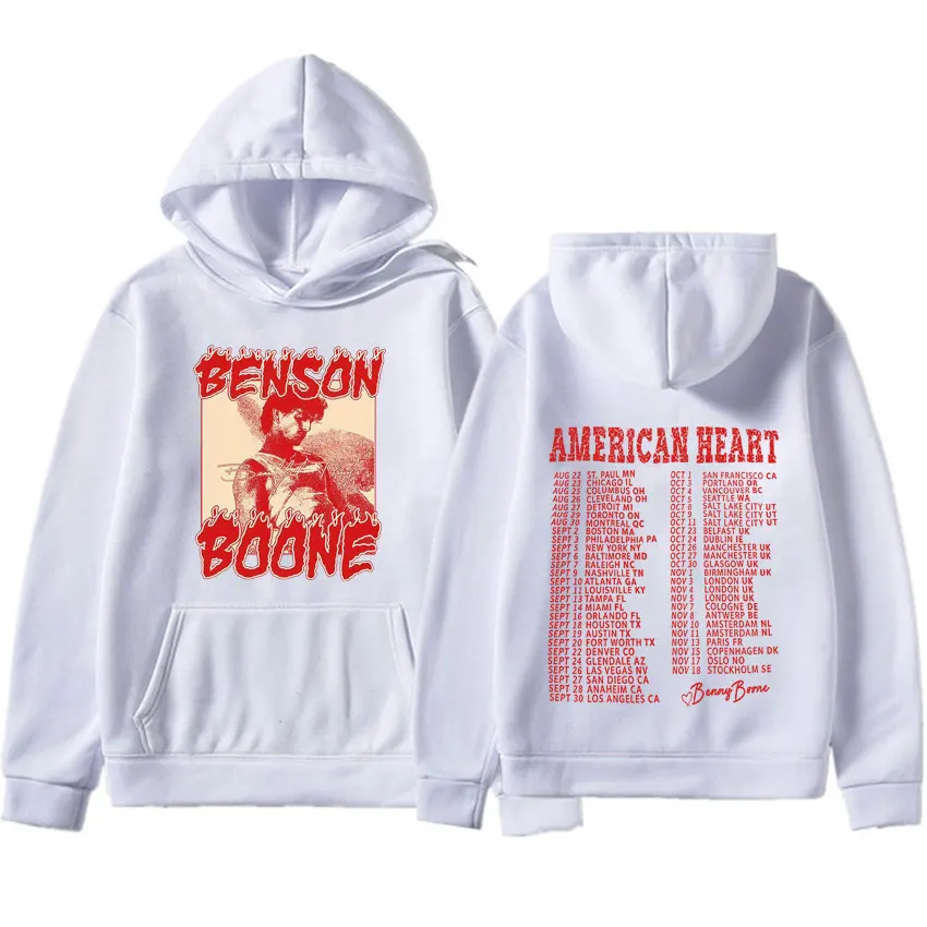 Trendy Benson Boone American Heart Tour Punk Hoodie Hipster Men Women Pop Tracksuit Fashion Long Sleeve Casual Sweatshirt Unisex