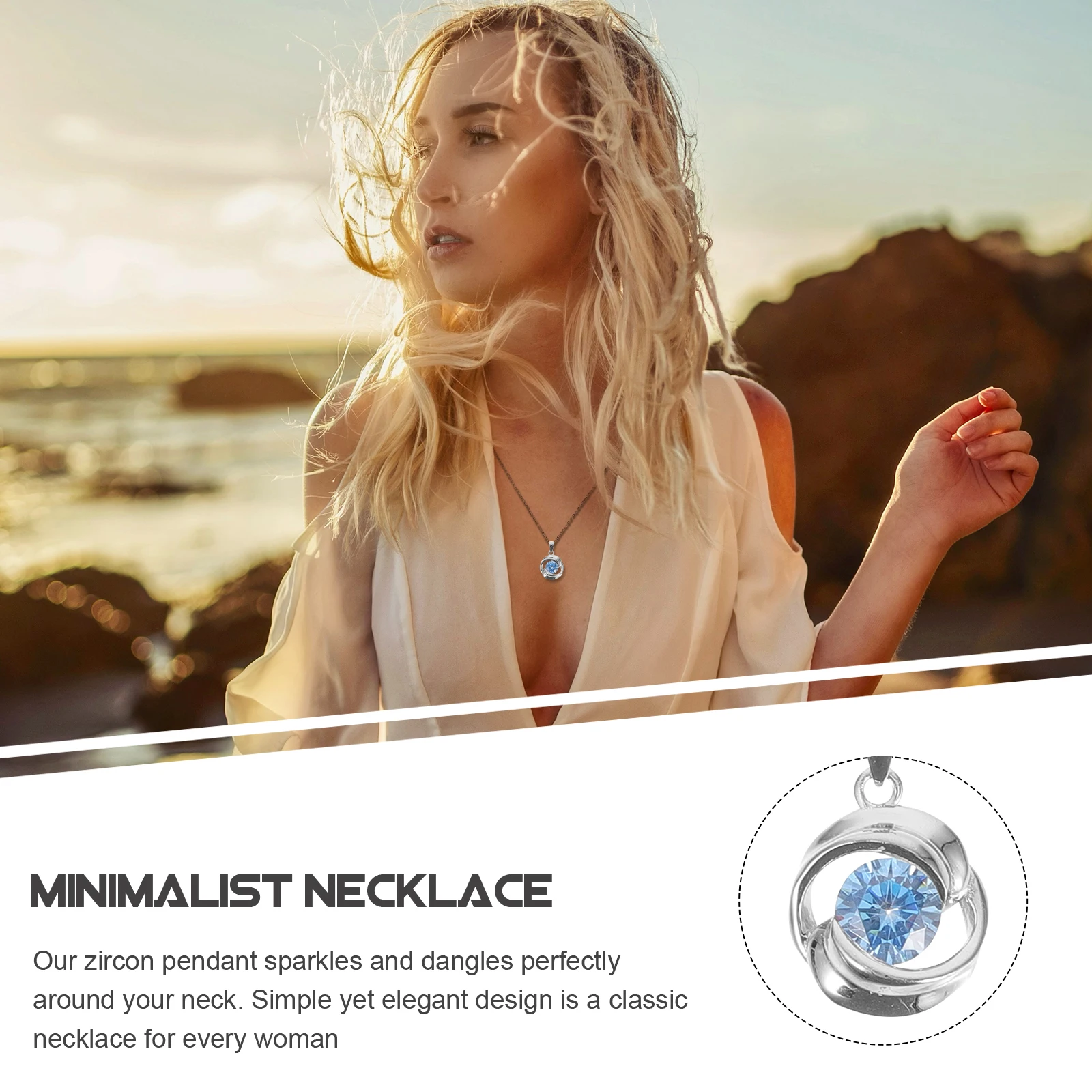 

Rose Zircon Necklace Women Minimalist Choker Pendant Ladies Jewelry Gift Transparent Everyday Romantic Classic Practical