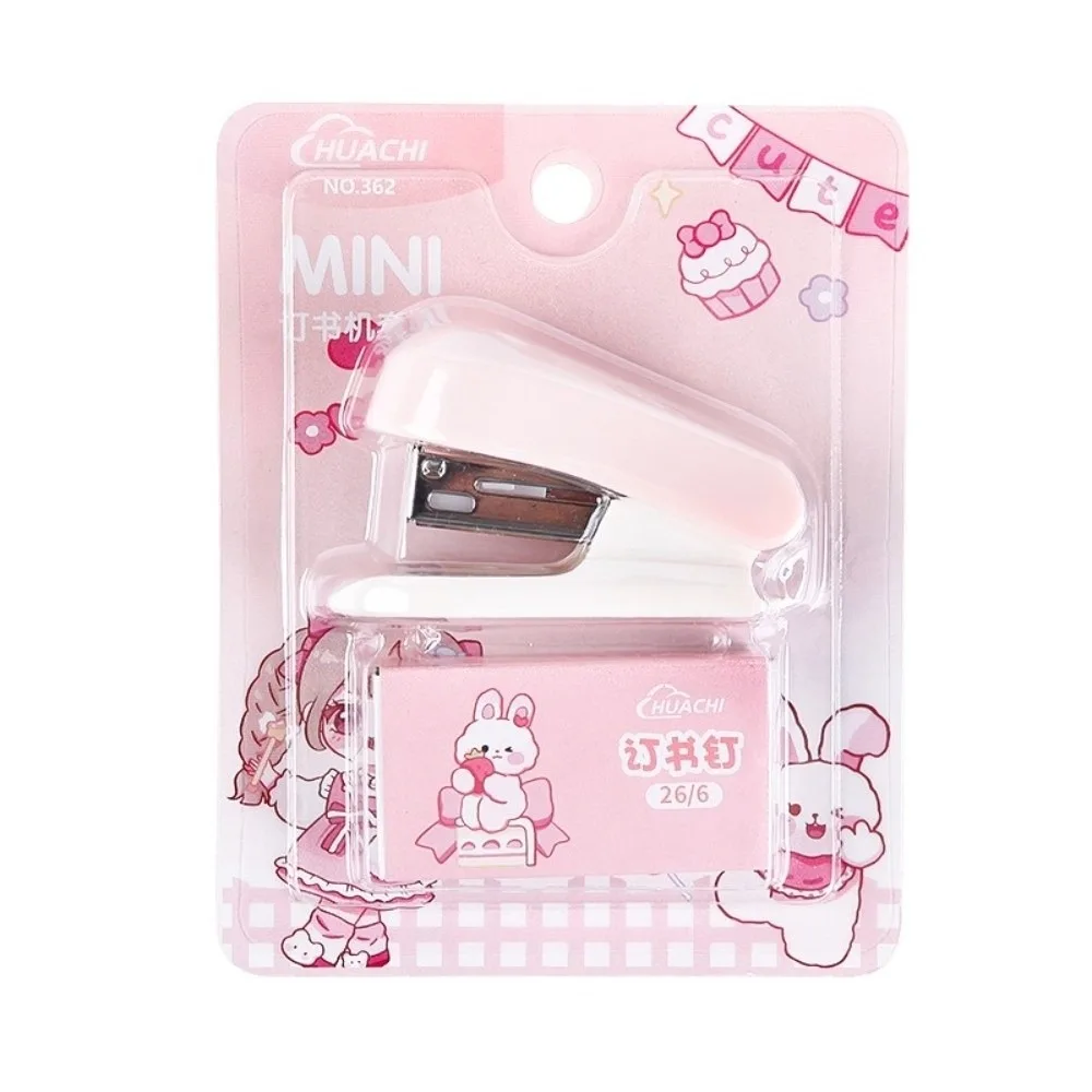 Cute Cartoon Design Mini Stapler Macaron Color Convenient Student Stapler Small Size with Staples Bookbinding Machine Gift