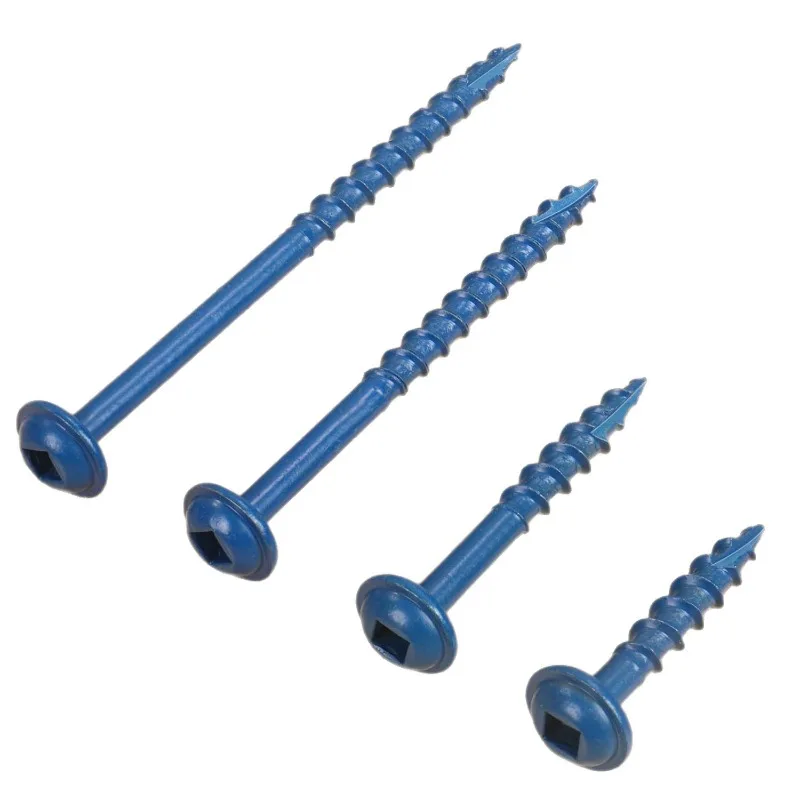 100 pieces of #8x1, #8x1-1/2, #8x1-1/4, #8x2, #8x2-1/2 pocket hole screws, coarse-thread wood screws, square drive, washer head,