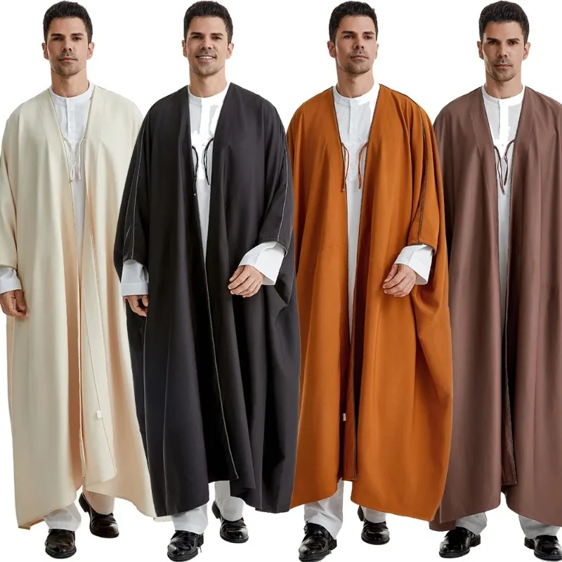 Eid uomini musulmani Jubba Thobe Abaya abito lungo Ramadan Kimono Robe saudita arabo Musulman caftano Dubai Djellaba abbigliamento islamico nuovo