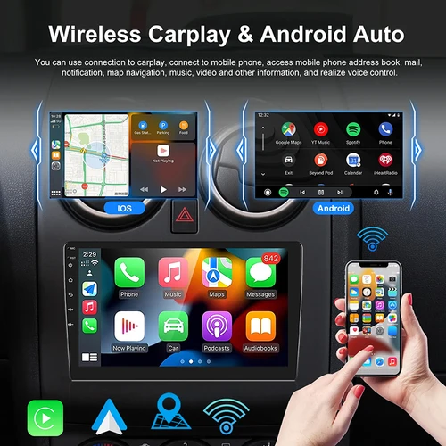 Imagen 2 del producto Radio con GPS para coche, reproductor Multimedia con Android 13, 7, 9, 10 pulgadas pantalla coche android auto 2 din receptor estéreo radio para automóvil 64G carplay android auto inalambrico regalo automático