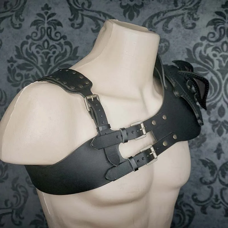 القرون الوسطى Steampunk جلد الساموراي الرجعية الكتف درع الروماني المصارع بولدرونز فايكنغ فارس المحارب تأثيري حلي للرجال