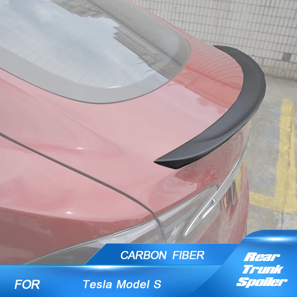

Matte Carbon Fiber Trunk Racing Spoiler for Tesla Model S 2012-2023 P85 70D Base Car Rear Spoiler Boot Lid High Kick Wing Lip