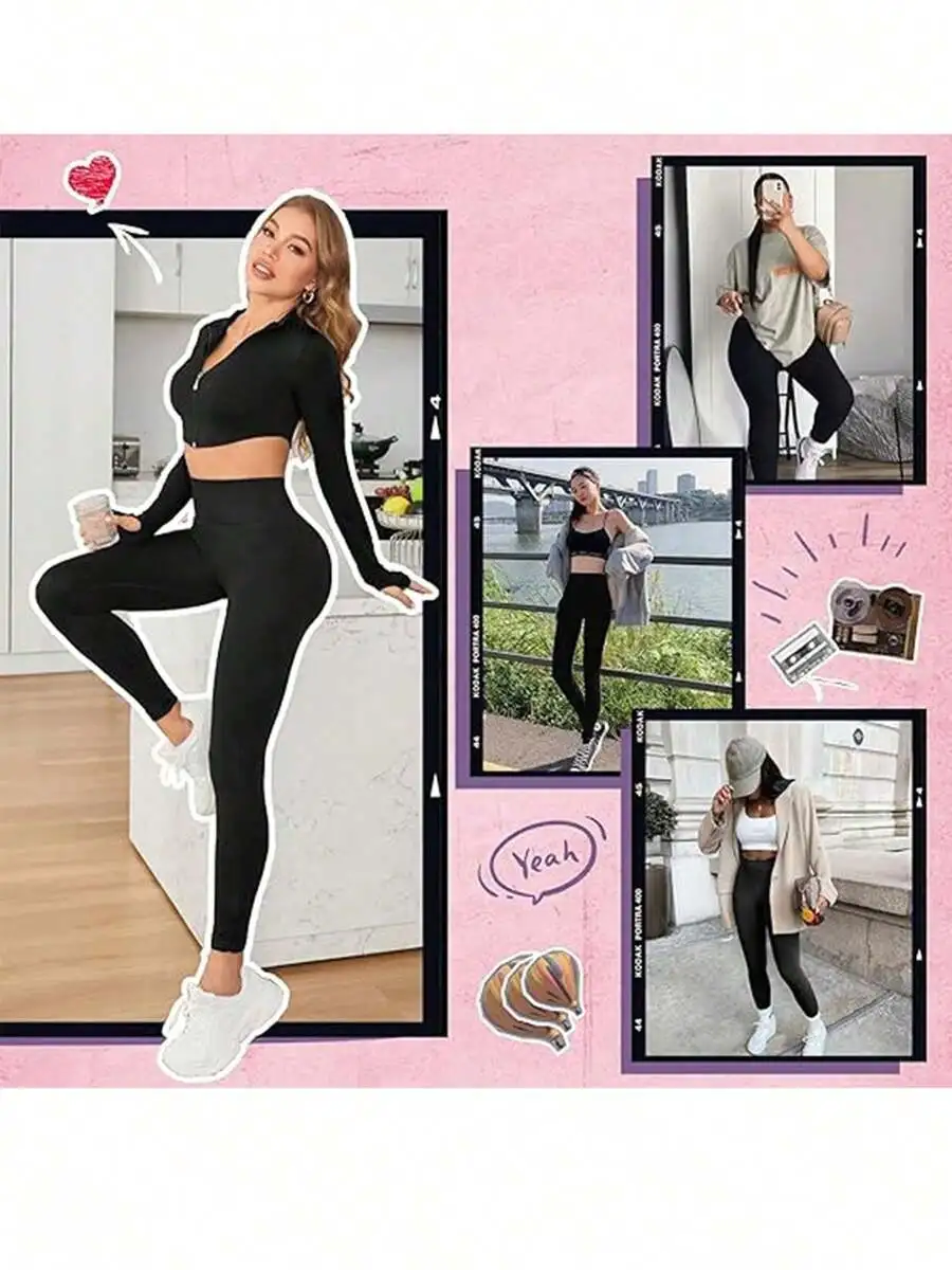 

4 Pairs Women High Waist Capri Leggings Stretchy Opaque Comfortable All Season Solid Color