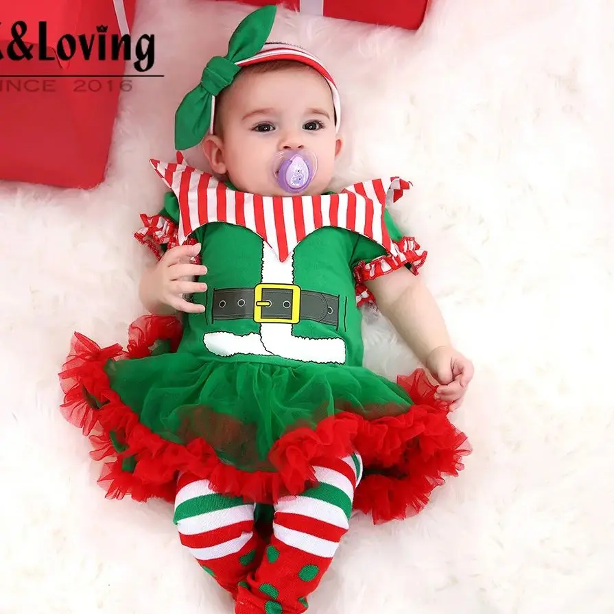 

Sweet Baby Girls Short Sleeve Red Xmas Tutu Dress With Headband Socks For Toddler Kids Birthday Christmas Party New Year Outfits