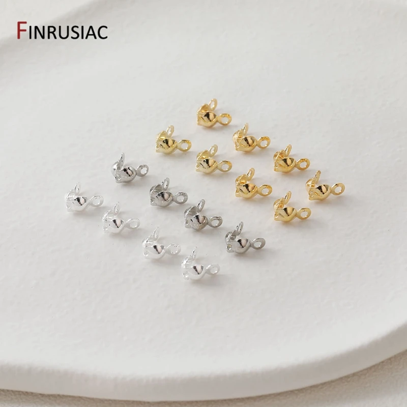3mm/4mm 14K vergoldetes Messing Calotte Crimp Bead Tips Knotenabdeckungen Clamshell Fold-Over Bead Tips für DIY Schmuckherstellung Zubehör – Detail 18