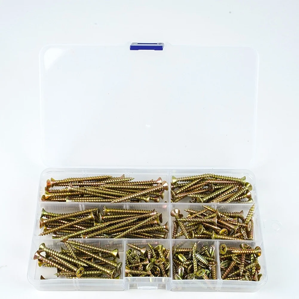 Carbon Steel Countersunk Screws 210PCS Self Tapping Assortment Set with Eight Common Sizes Ranging from 4mm to 50mm for Use