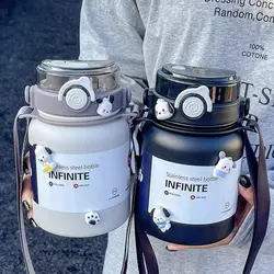 Large Capacity Thermo Bottle With Straw Stainless Steel Thermal Water Bottle Cold and Hot Thermos Cup Vacuum Flask Sport Tumbler
