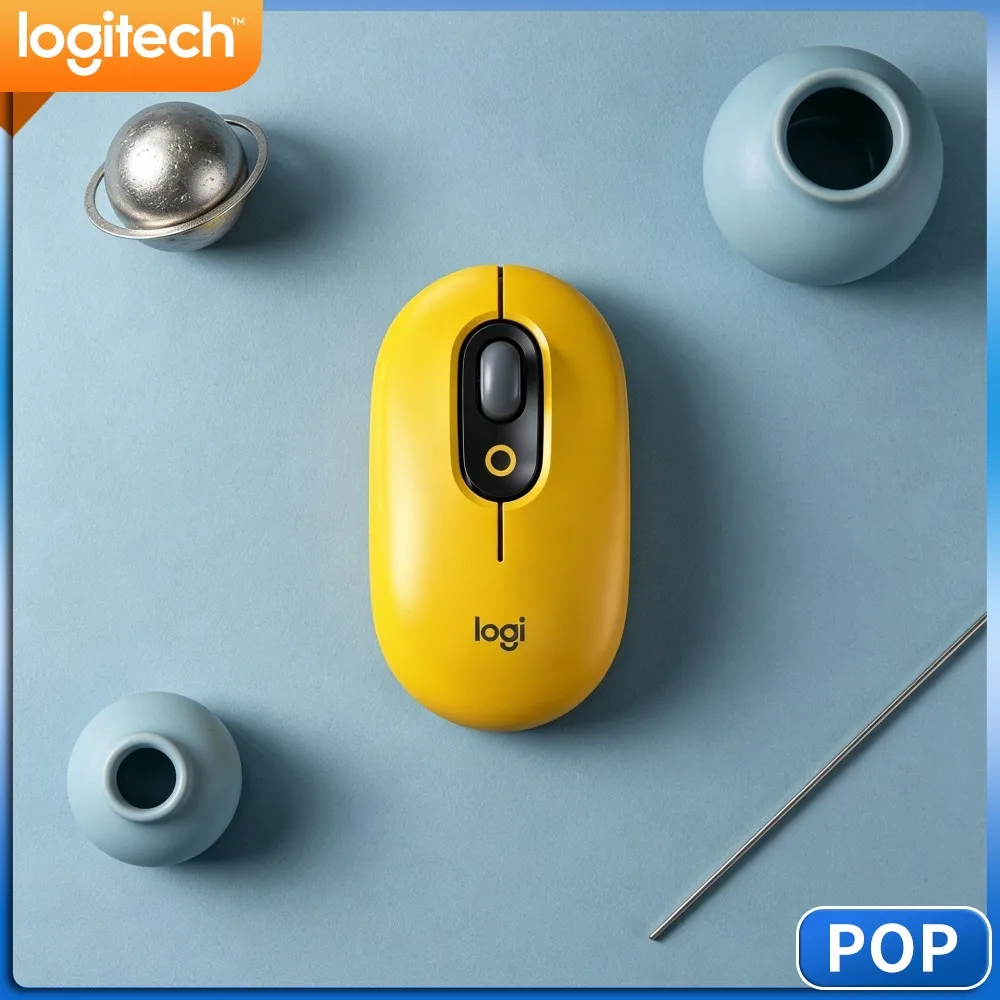 Logitech M350 POP Pebble Mouse Recycled‑Plastic‑Build Mute‑Buttons For Small‑Animal‑Clinic Office‑Staff Work