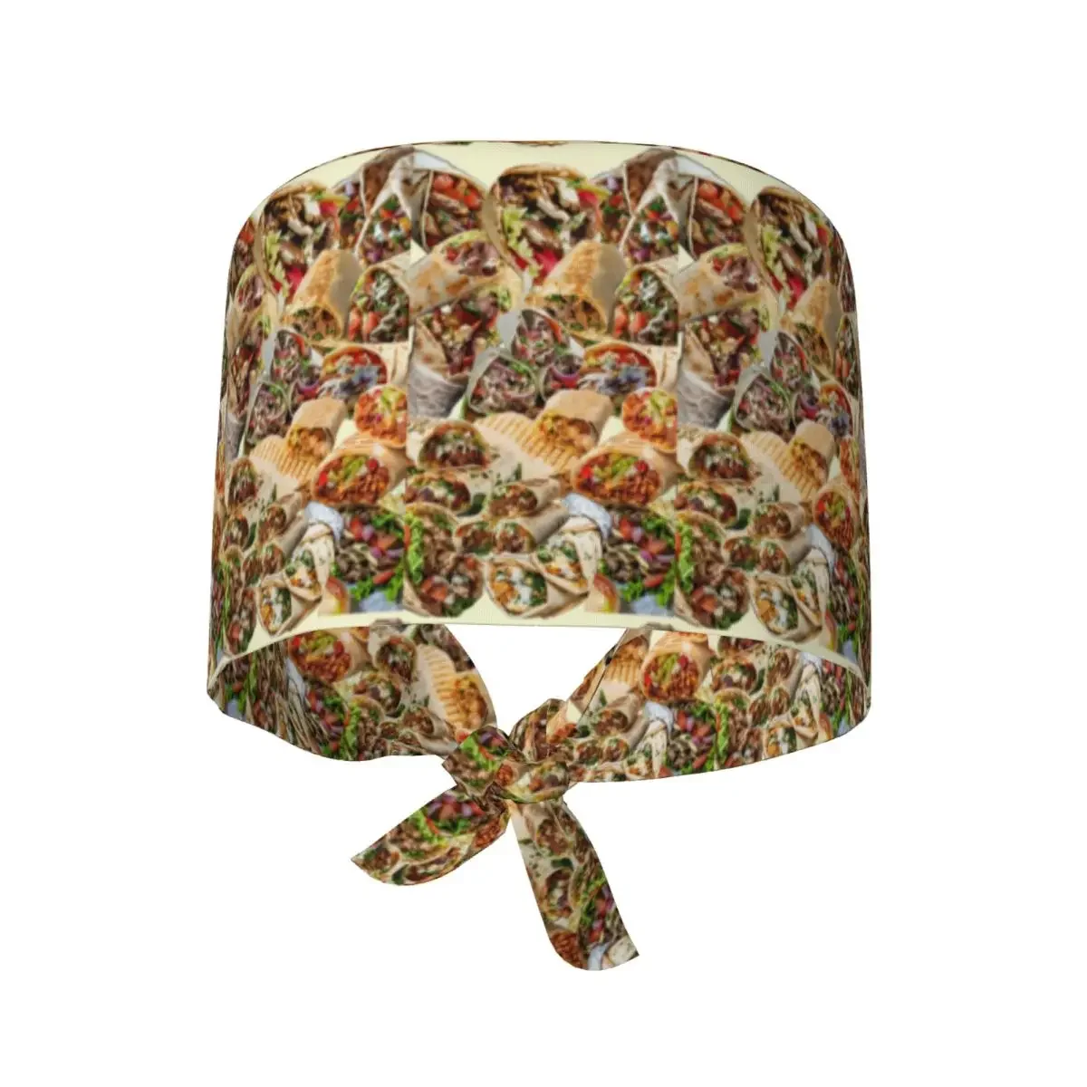 Kebab Fresh Ingredients Scrub Hat Doctor Working Surgical Cap Men Women Adjustable Nursing Caps for Dentist